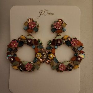 J. Crew Floral Wreath crystal earrings